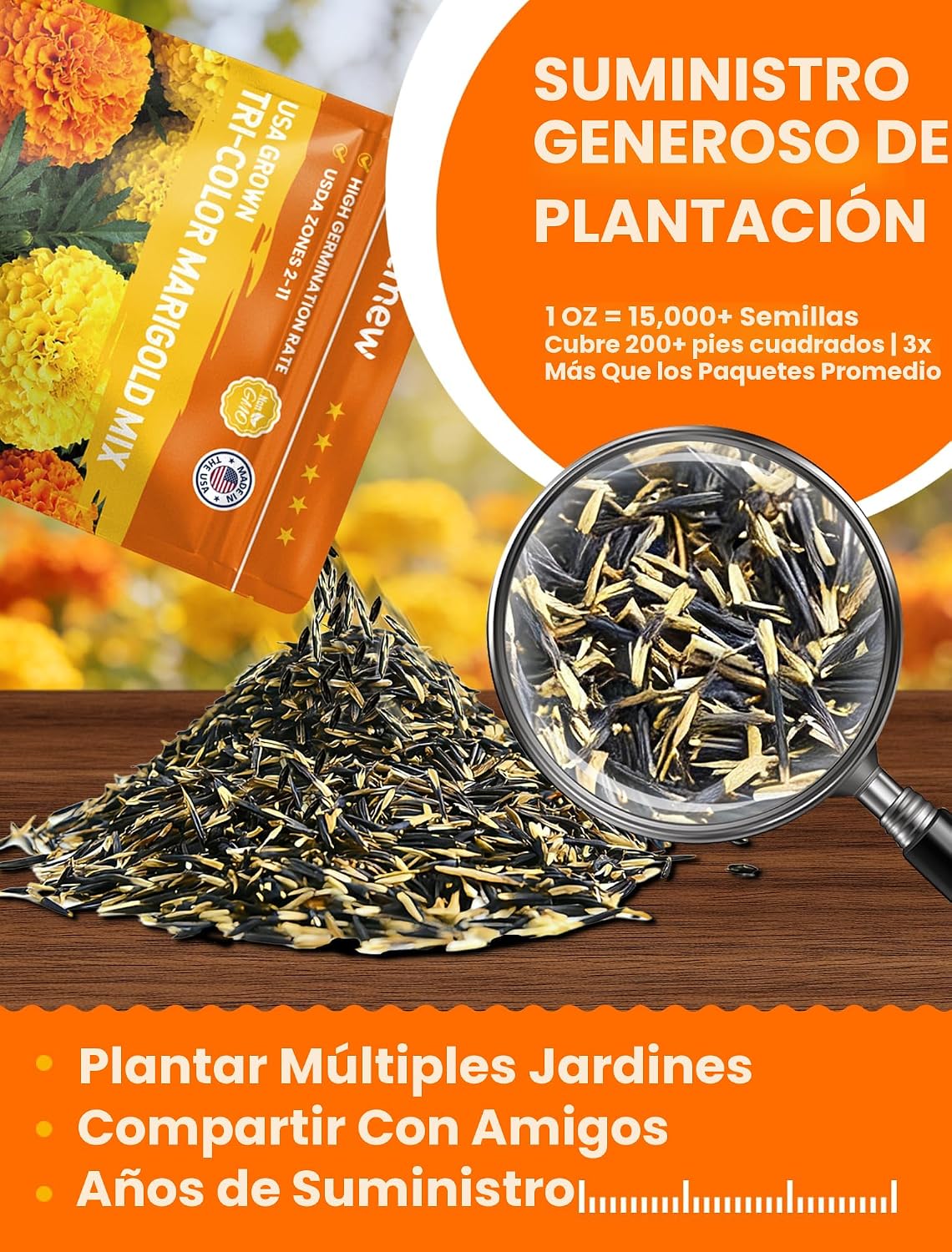 Semillas caléndula tricolor alta germinación para jardín