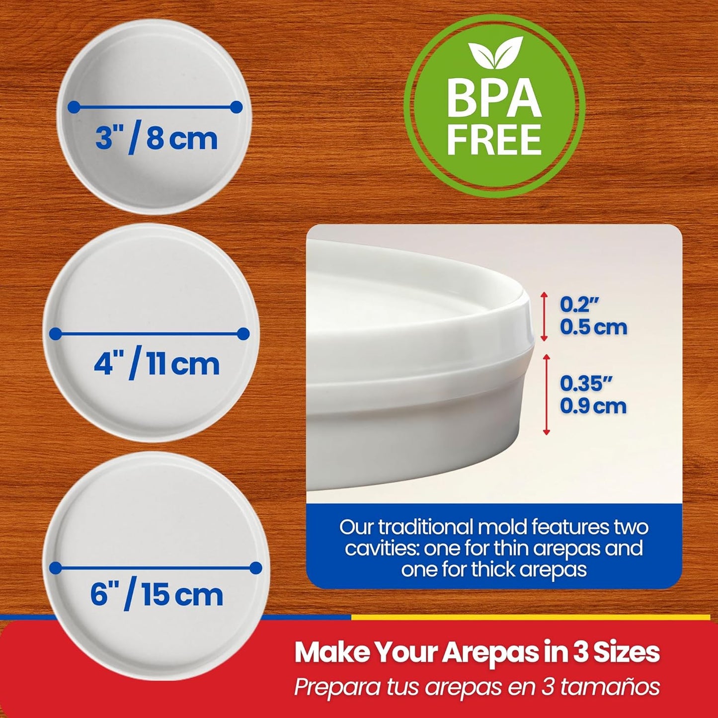Set parrilla y molde para arepas sin BPA de grado alimenticio