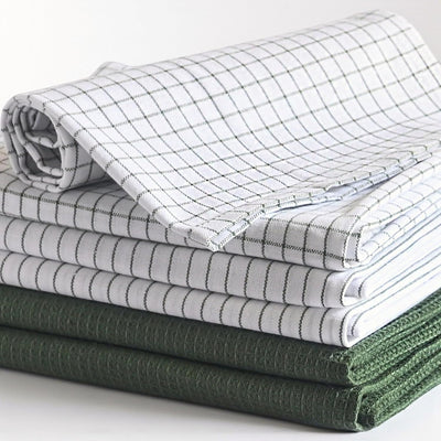 Toallas de cocina de algodón absorbentes en rayas verdes salvia, juego de 6 paños estrechos 18 x 28 pulgadas
