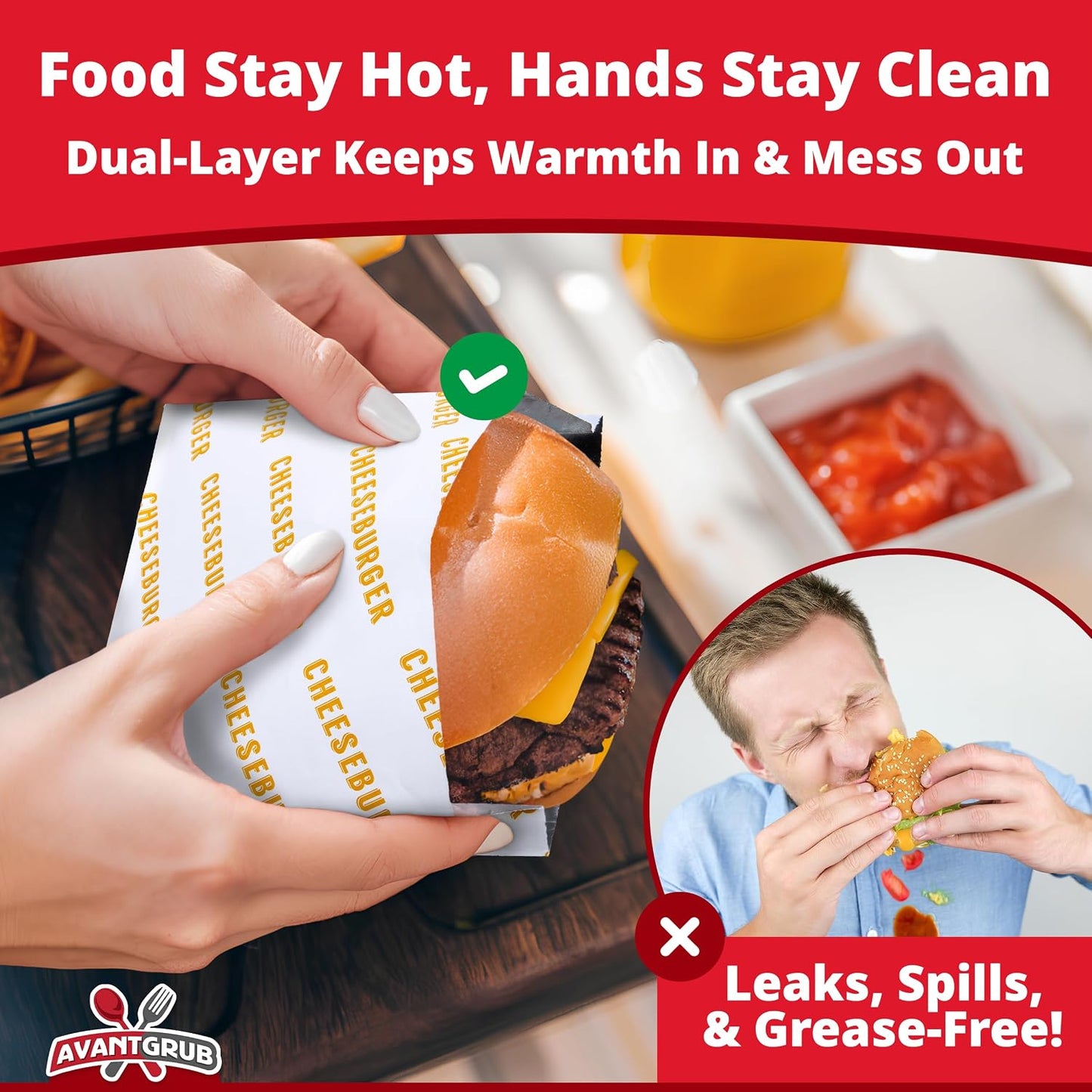Bolsas hamburguesa a prueba de grasa y calor 100uds