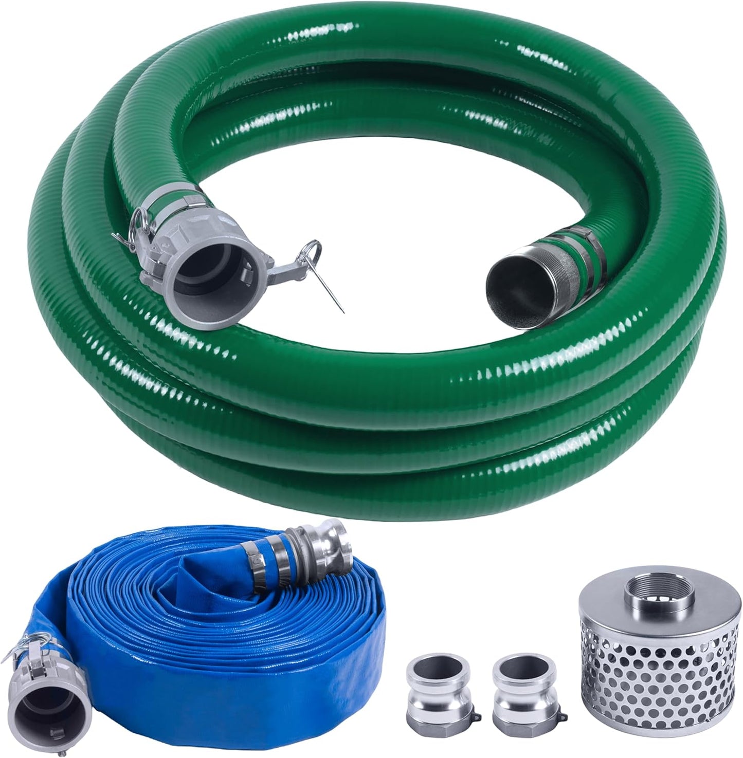 Kit bomba manguera PVC azul 4x65ft y verde 4x20ft