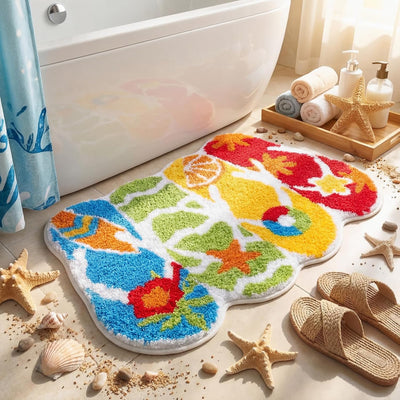 Alfombra baño verano 17x29pulg colorida antideslizante