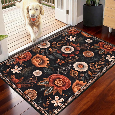 Tapete floral antideslizante para entrada puerta cocina dormitorio