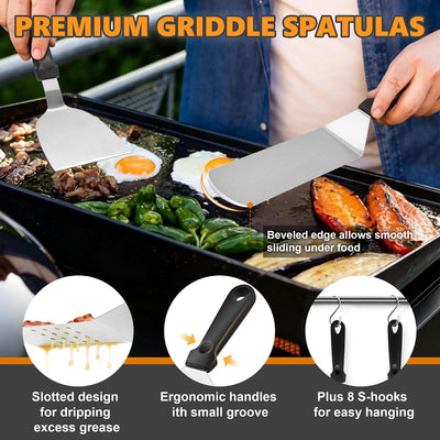 Set 35 accesorios parrilla Blackstone acero inox espátula prensa