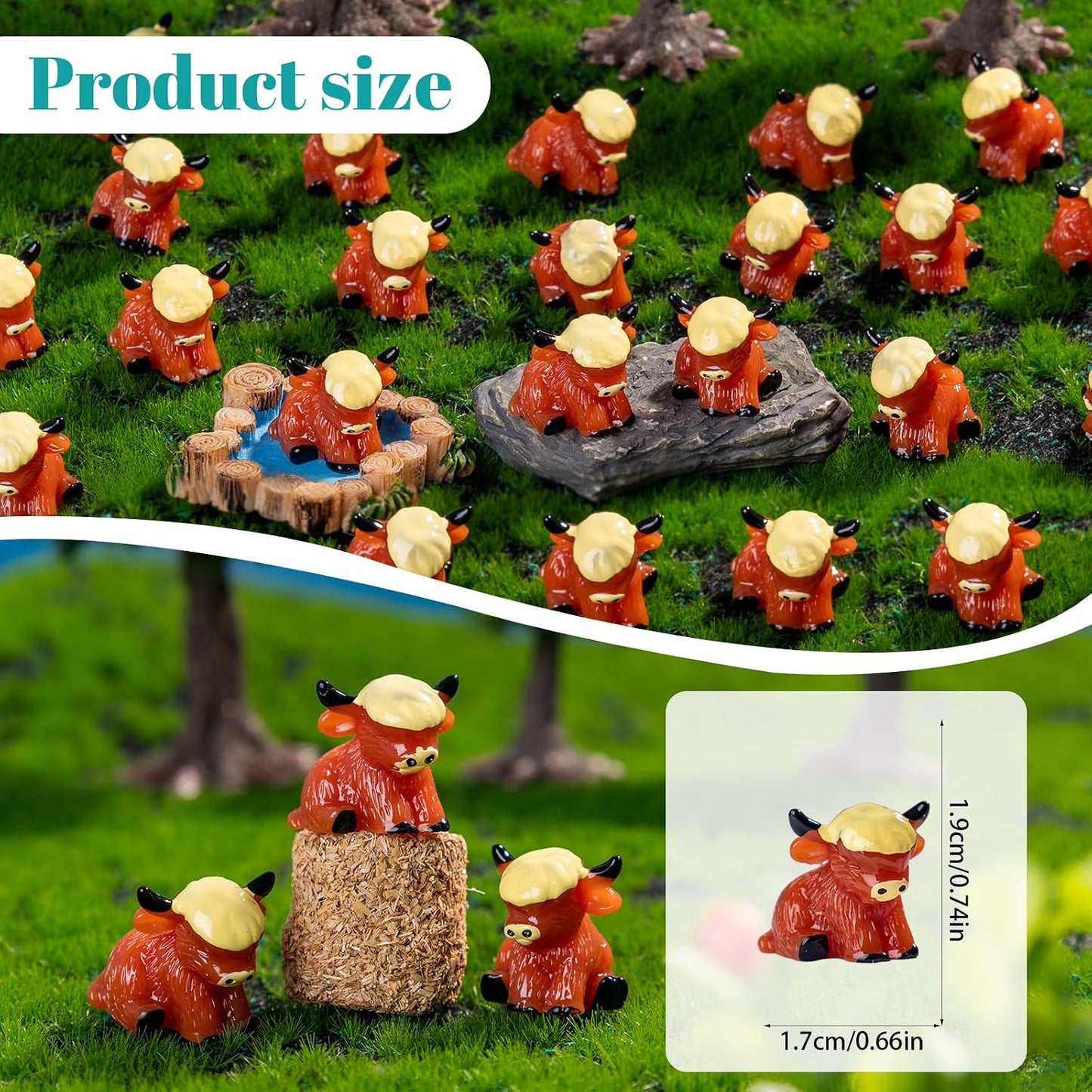 105 Pzas Mini Figuras Yak Vaca Resina Decoración Escritorio