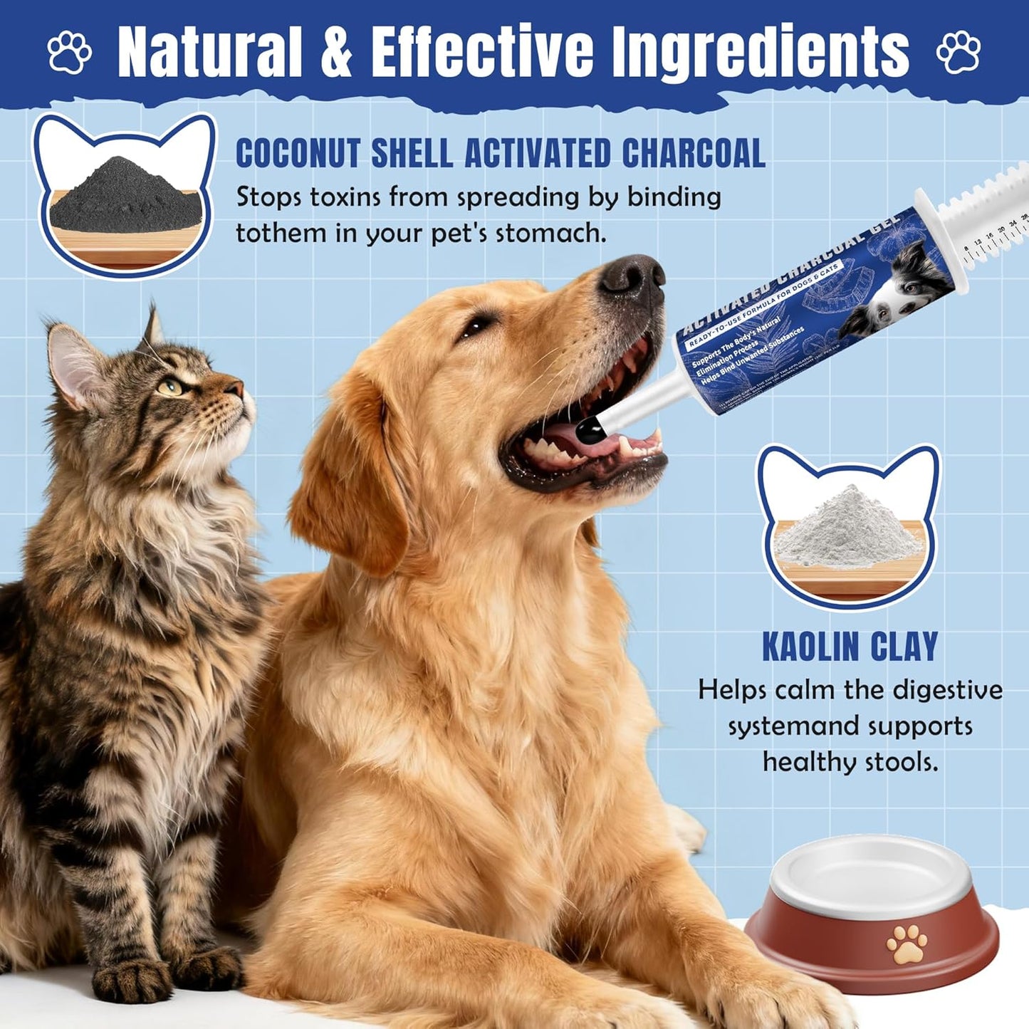 Carbón activado para perros gatos fórmula ROS auxilio emergencia