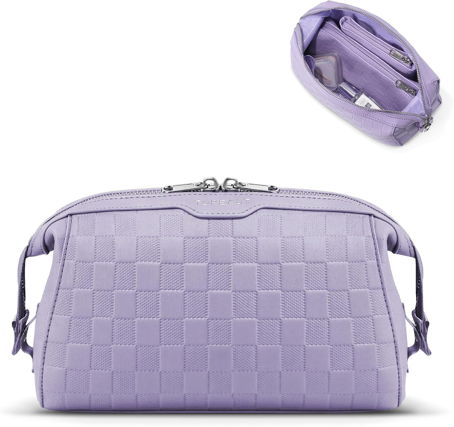 Bolsa maquillaje viaje 3 Pzas cuero impermeable con forro