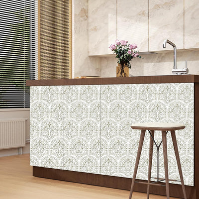 Papel tapiz floral blanco autoadhesivo 17.5x118pulg