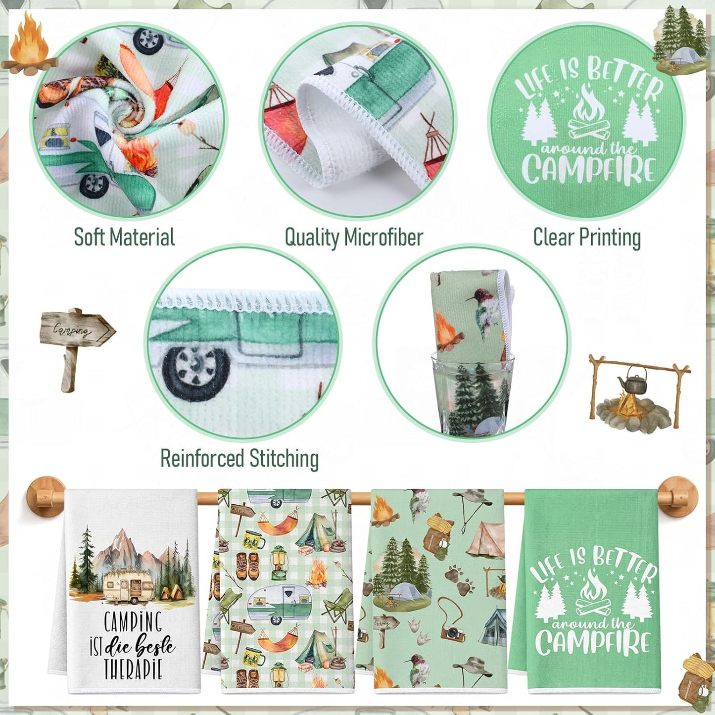 4 Pzas Toallas cocina camping refranes divertidos