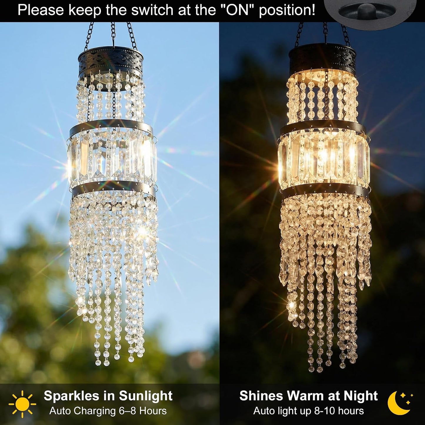 Farol solar LED blanco cálido para cenador