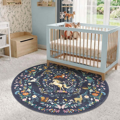 Tapete redondo 5ft unicornio suave antideslizante dormitorio aula