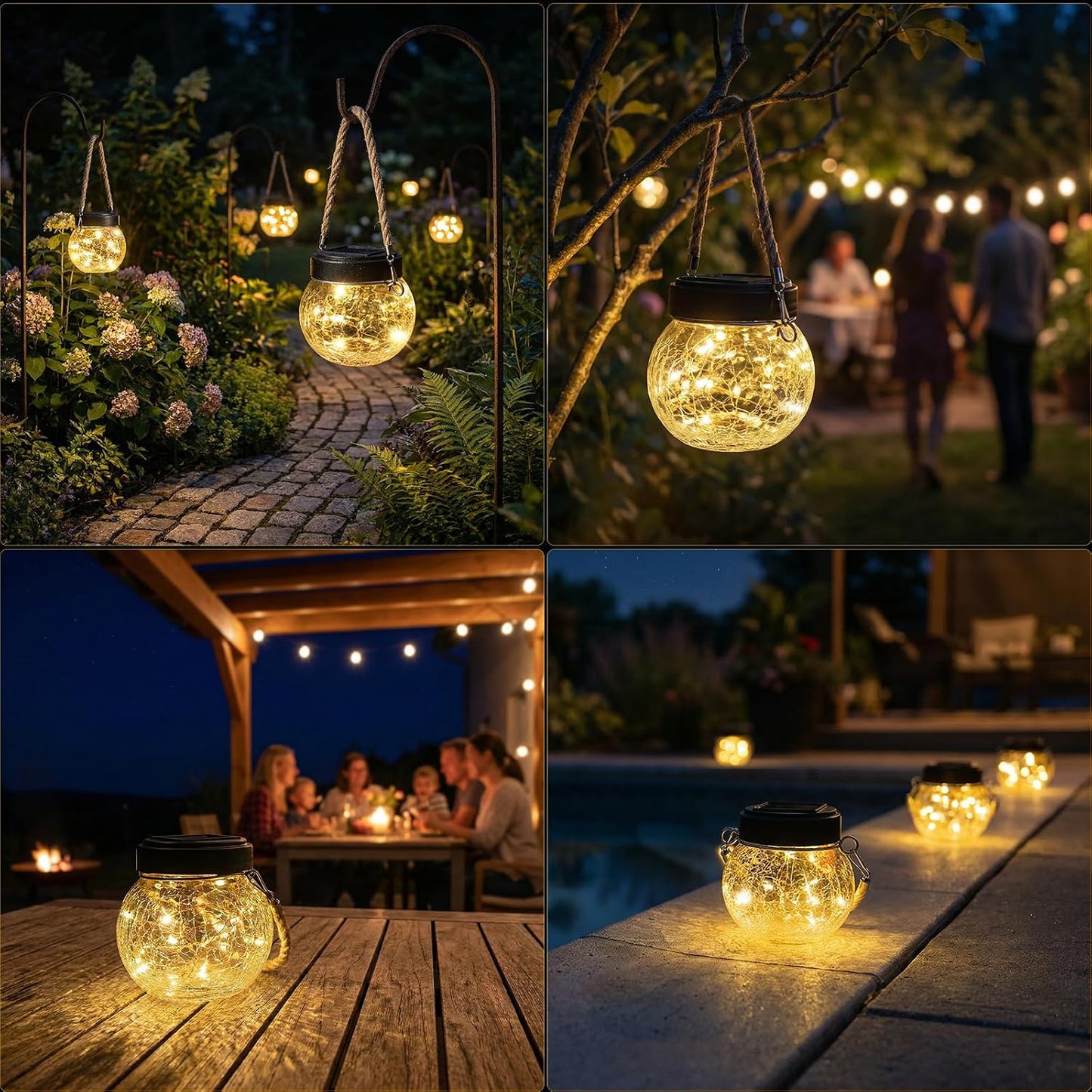6 Faroles Solares LED Impermeables para Jardín y Exterior