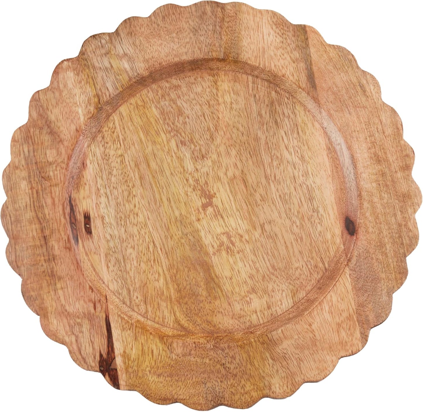 Plato decorativo madera mango ondulado set 4 para mesa redonda