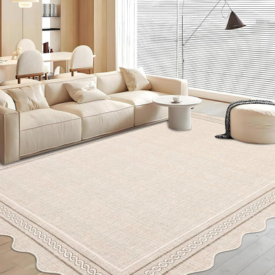 Alfombra festoneada lavable 5x7ft antideslizante beige dormitorio