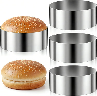 Paquete de 4 anillos de hamburguesa de 4 pulgadas para hornear magdalenas y postres