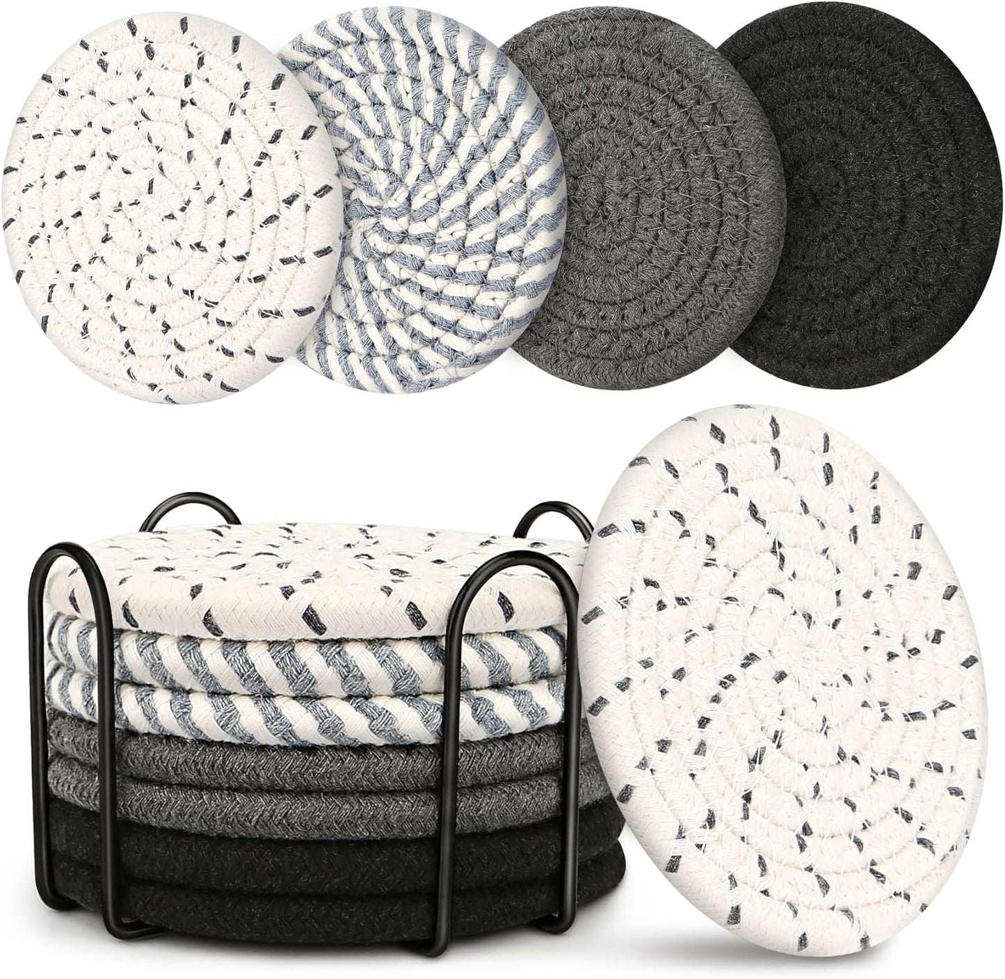 Set 4+8 posavasos absorbentes con soporte decoración sala