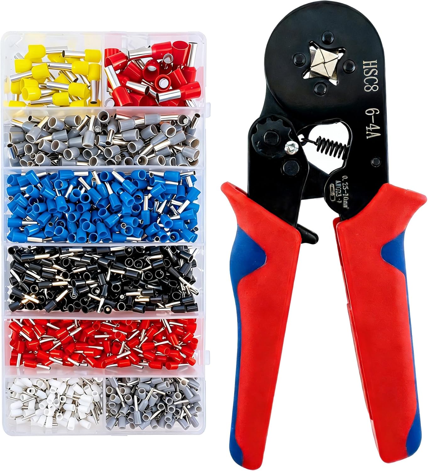 Kit crimpado virola 1250 conectores alicates 0.25-10mm2