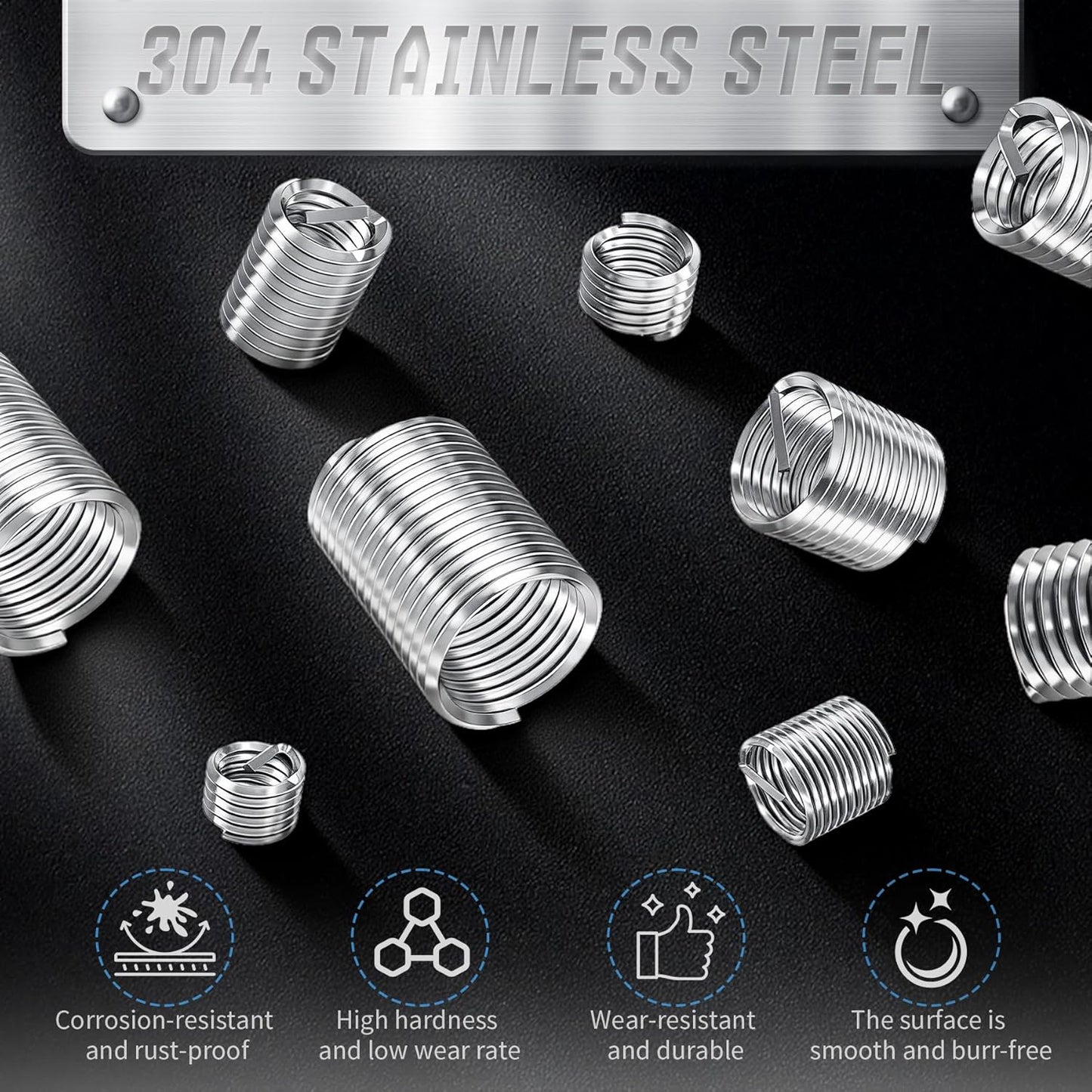 Kit 10 Pzas Insertos Rosca 3/8-16 UNC Acero Inox 304