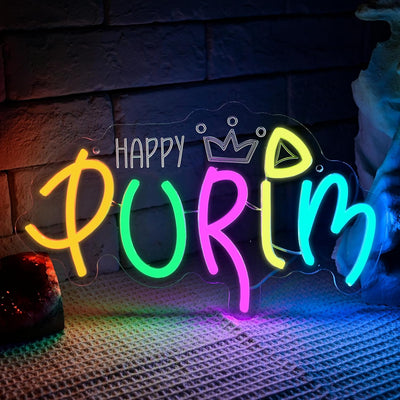Cartel Neón LED Purim Decoración Fiesta