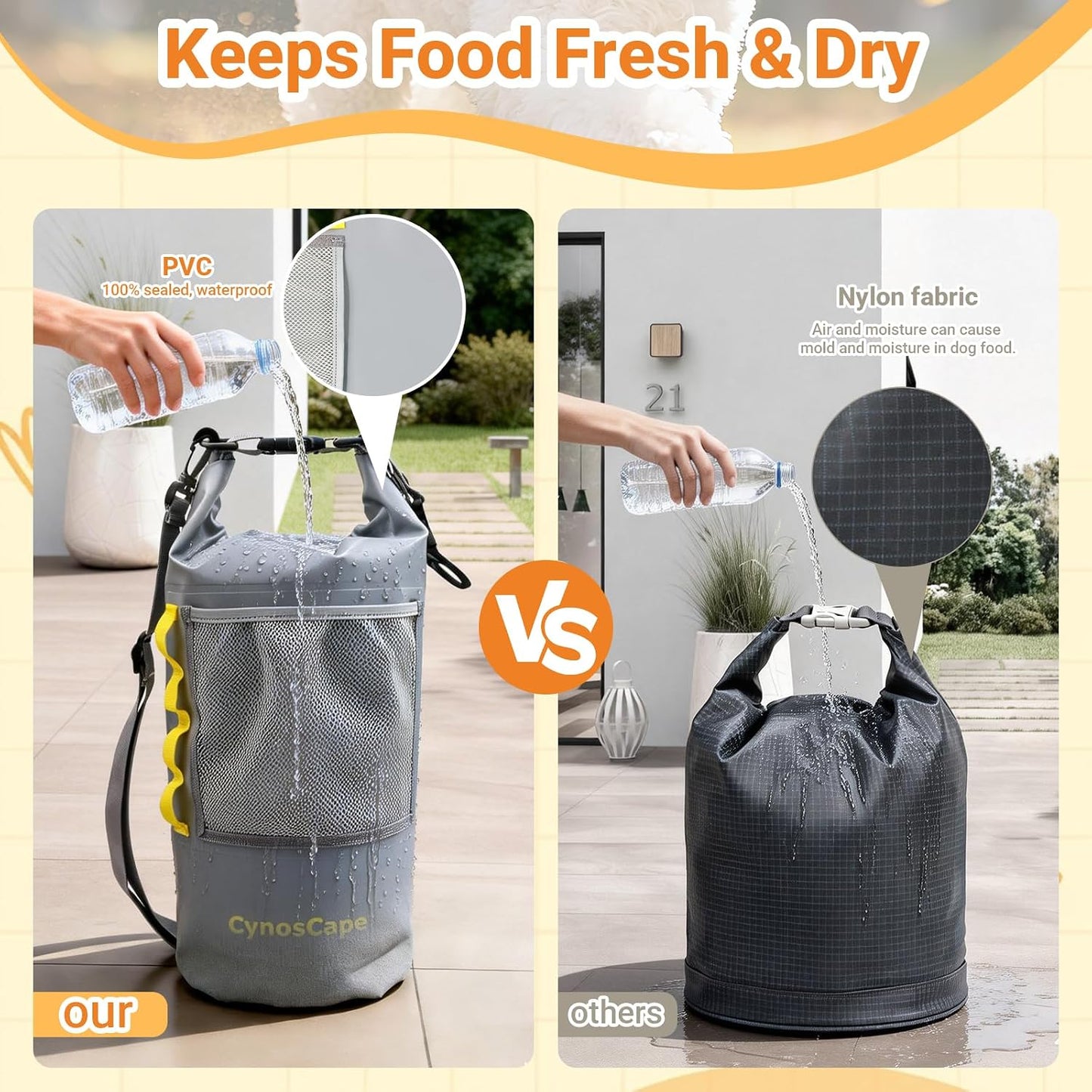 Bolsa almacenamiento mascotas 10L PVC resistente