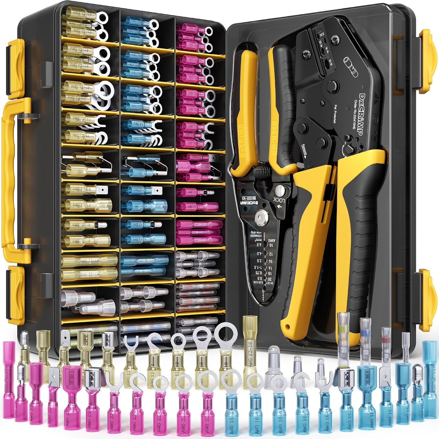 Kit herramientas crimpado con conectores termorretráctiles 40 tipos