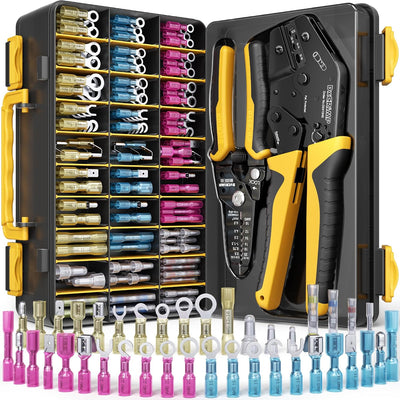 Kit herramientas crimpado con conectores termorretráctiles 40 tipos