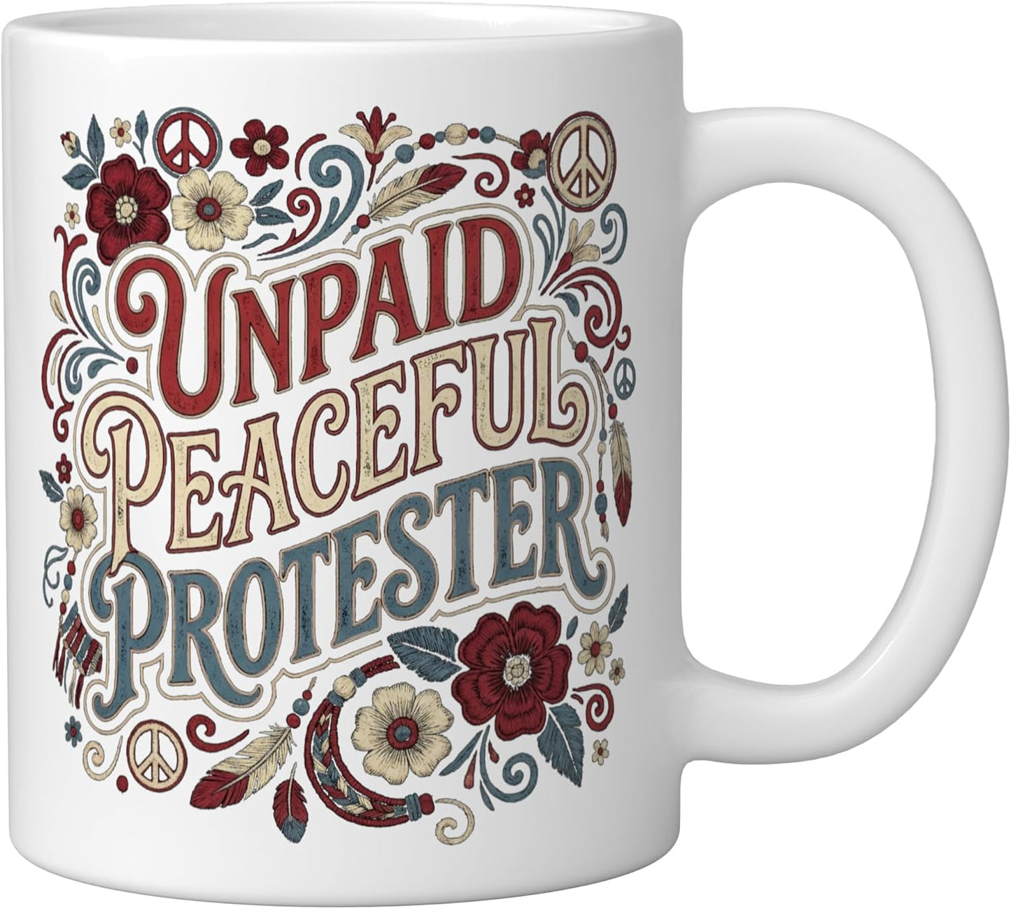 Taza Cerámica Rojo Blanco y Azul Sin Reinas
