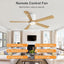 Ventilador techo 52pulg madera motor CC reversible