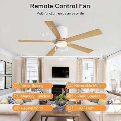 Ventilador techo 52pulg madera motor CC reversible
