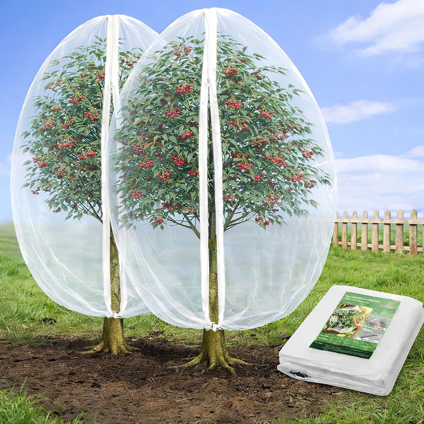 2 Redes Jardín 4x6ft para Árboles Frutales con Cremallera