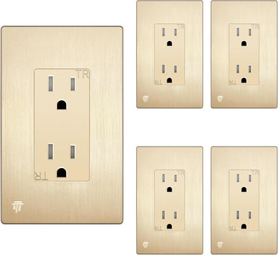 Toma corriente decorativa para niños 15A 125V oro cepillado