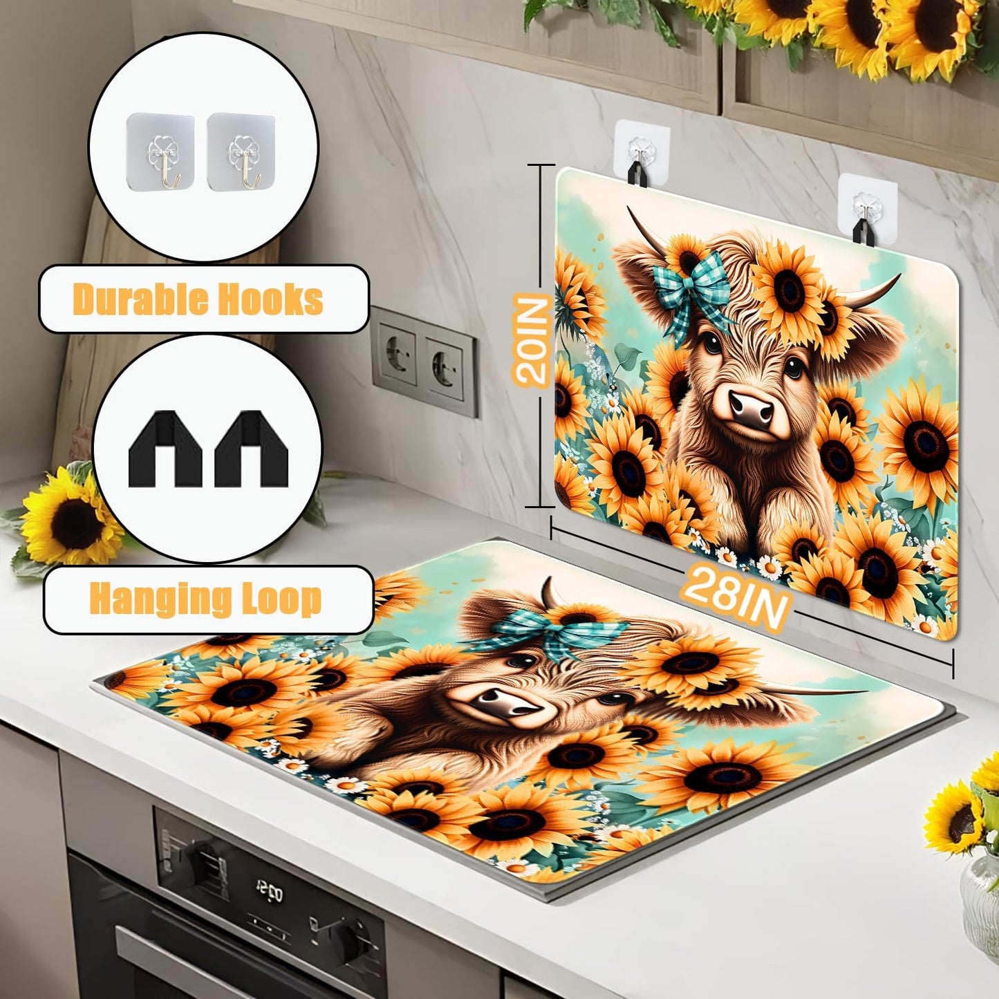 Cubierta estufa vaca girasol Highland