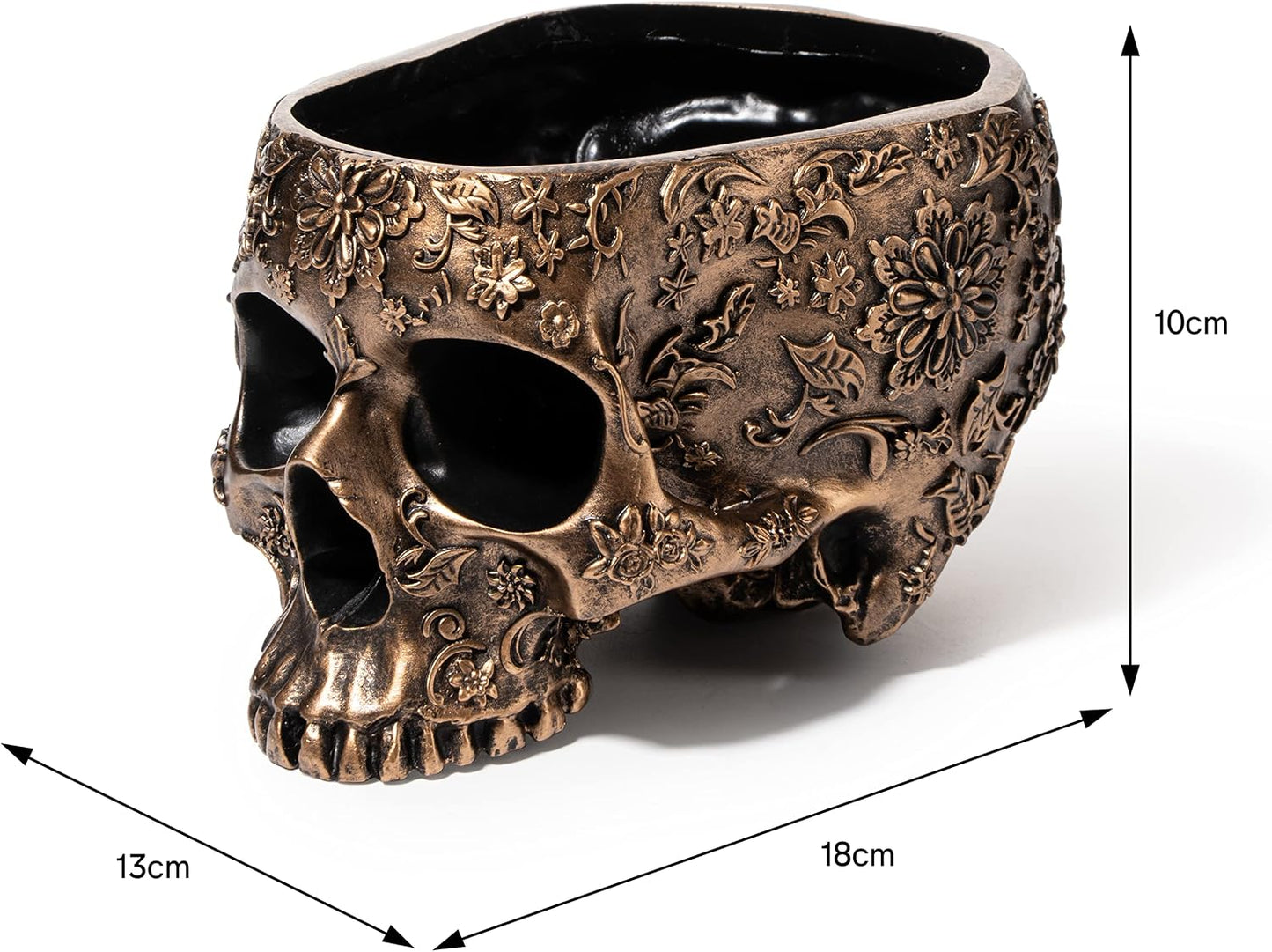 Maceta calavera bronce 6pulg decoración gótica Halloween