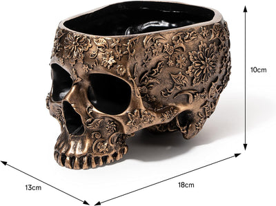 Maceta calavera bronce 6pulg decoración gótica Halloween