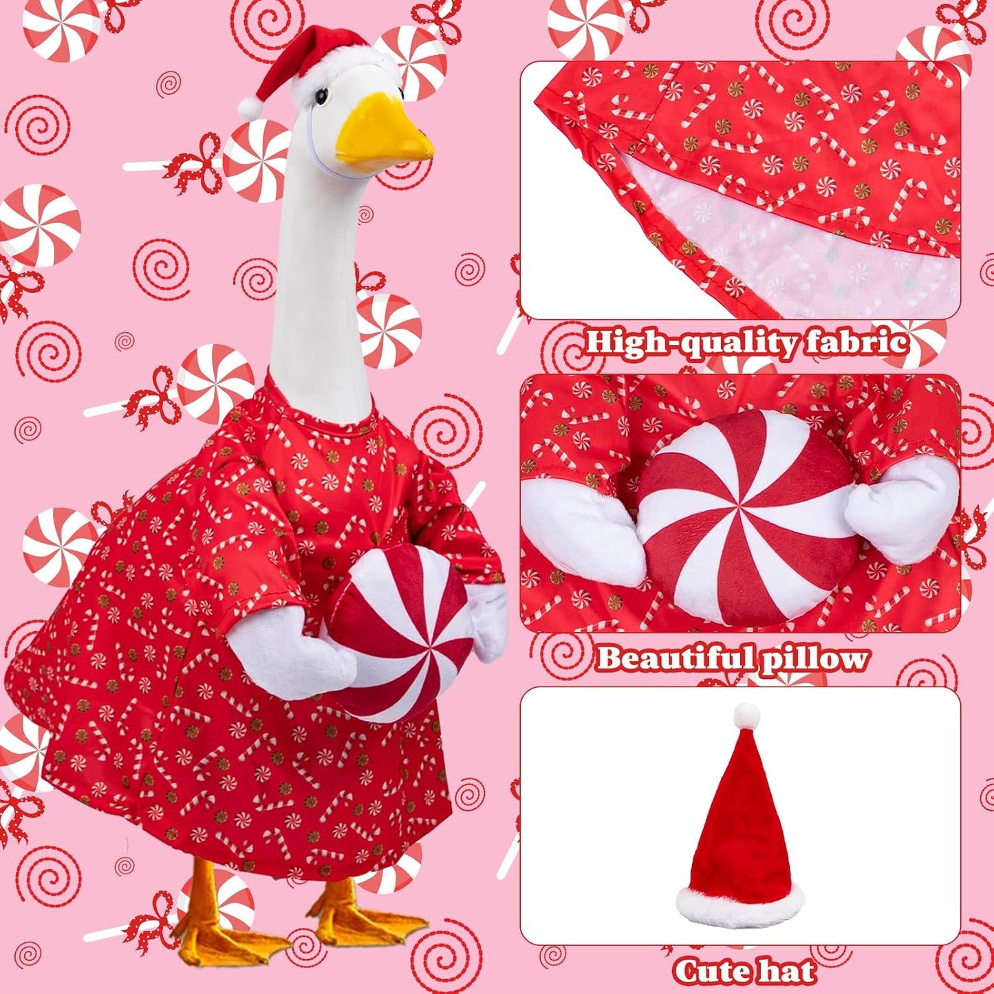Ropa ganso navideño 23pulg Rojo decoración jardín