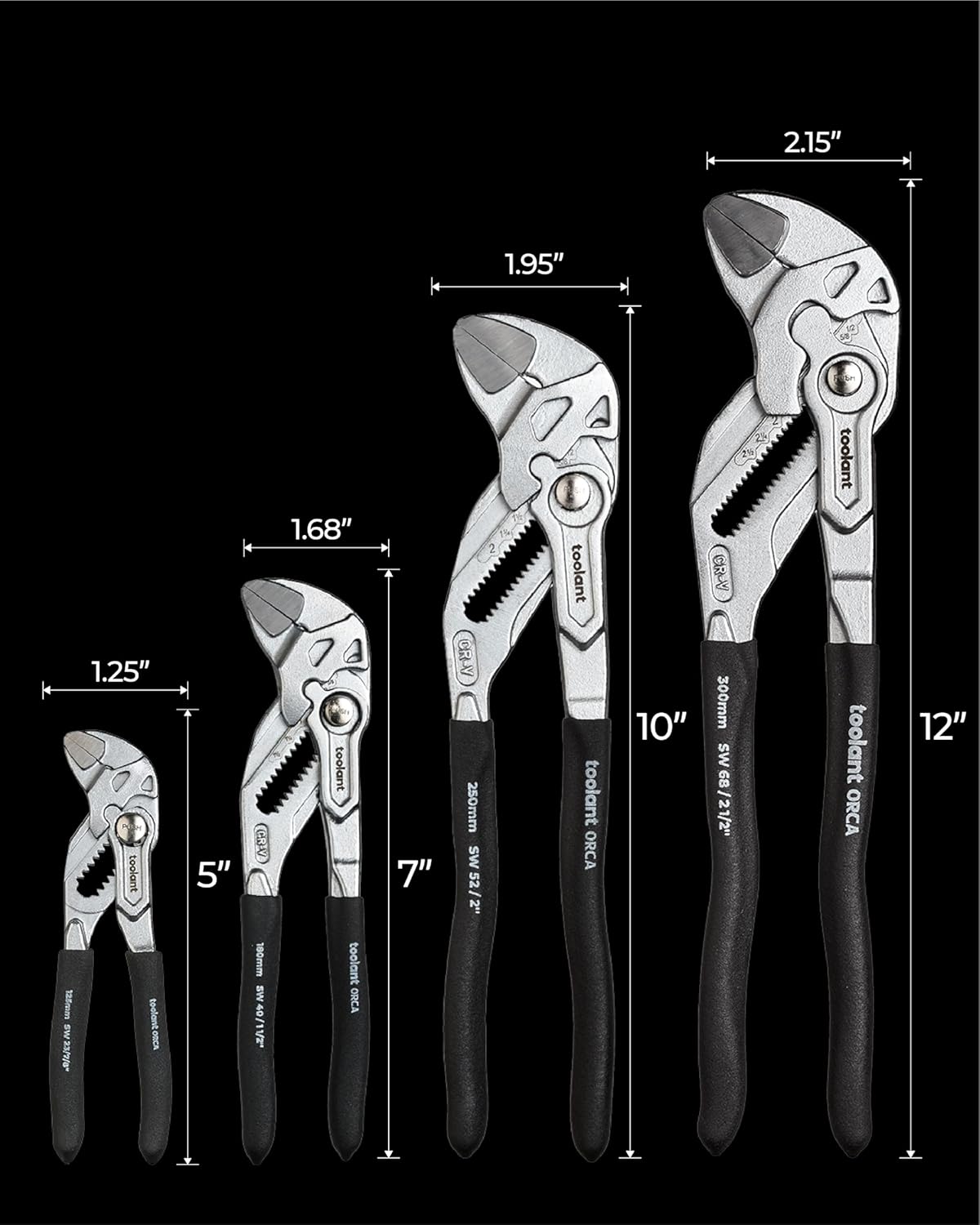 Llave ajustable CR-V 5pulg paralelas antideslizante con bolsa