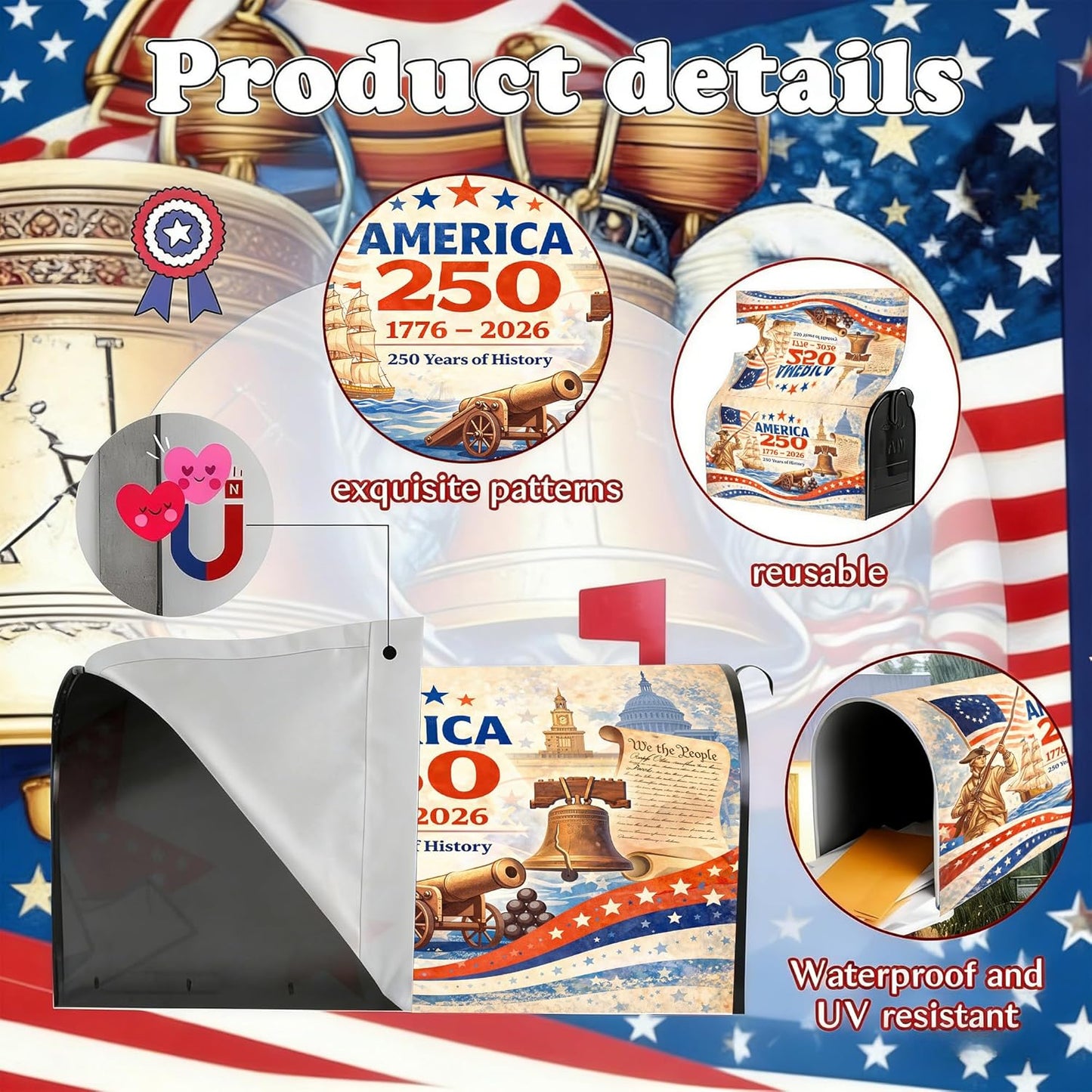 Cubierta postal magnética bandera USA 18x21pulg