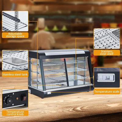 Vitrina calentador pizza 3 niveles 26pulg 800W acero inox