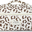 Bolsa maquillaje acolchada floral marrón estética viaje