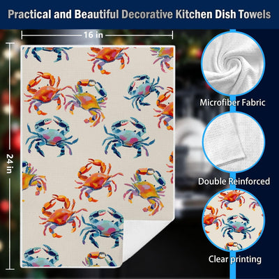 Toallas de cocina cangrejo costero pastel decorativas para baño y cocina