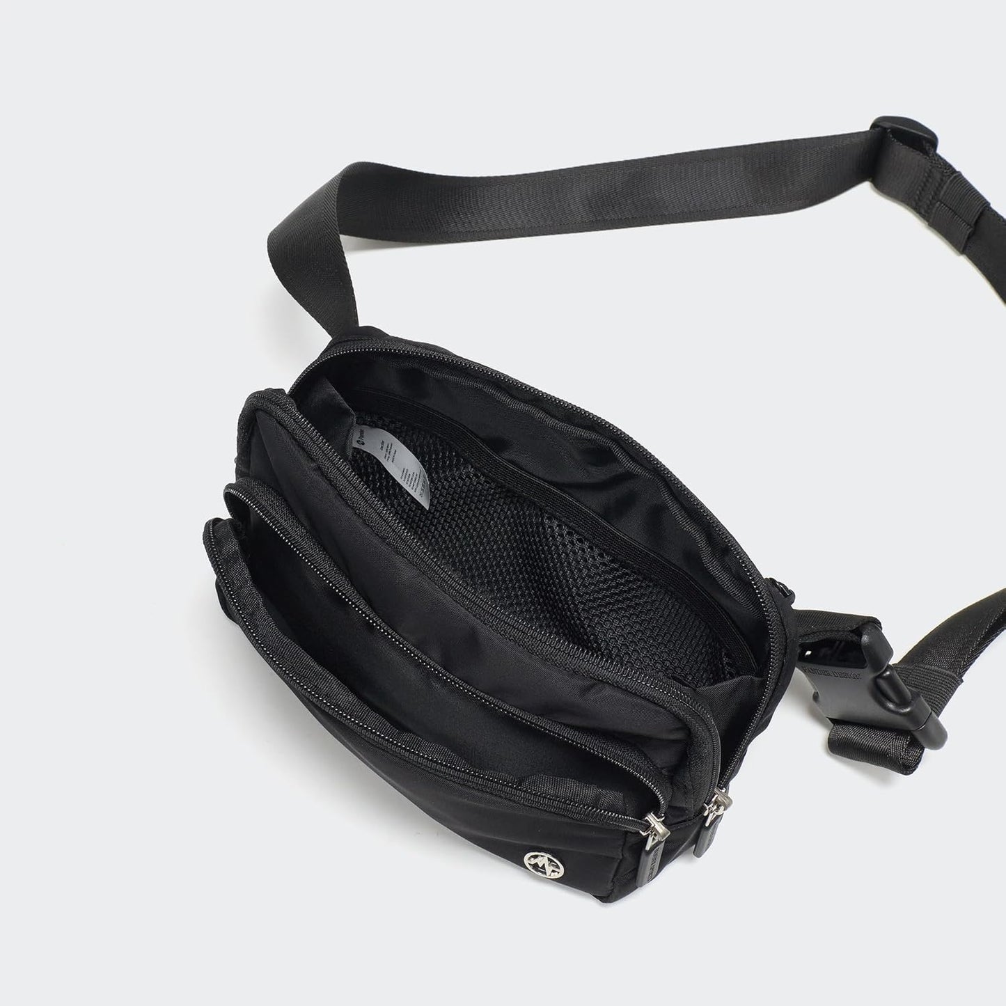 Riñonera cruzada nailon 6 bolsillos ajustable viaje Negro