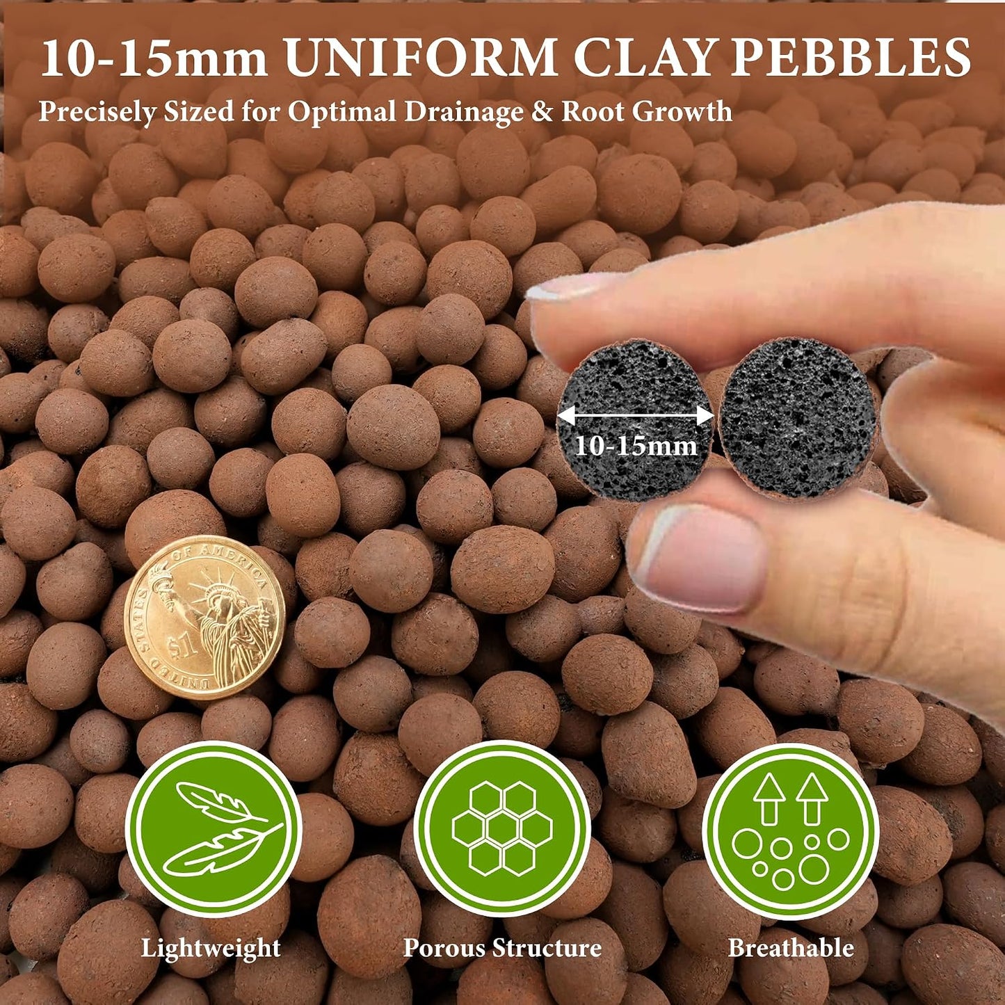 Guijarros LECA 10-20mm para hidroponía y drenaje de plantas