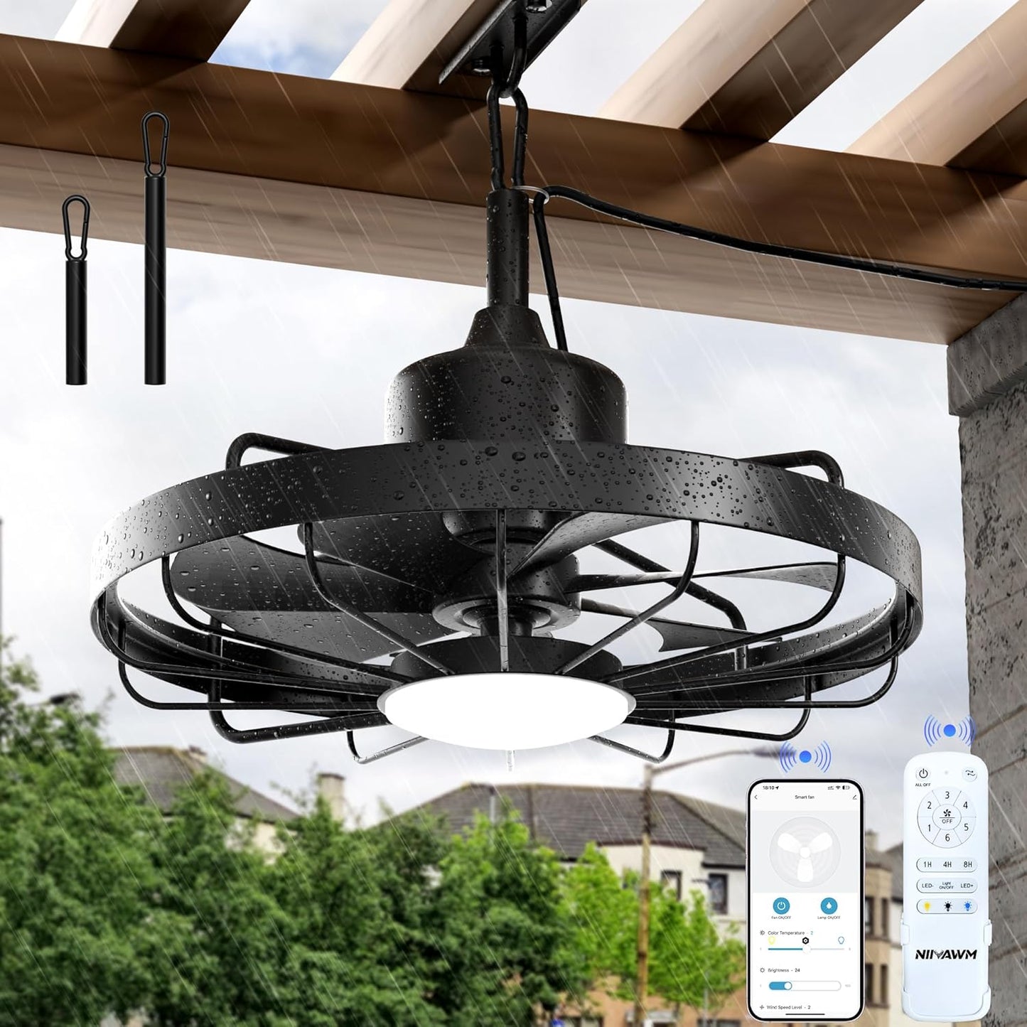 Ventilador techo 20pulg luz LED 3CCT control APP