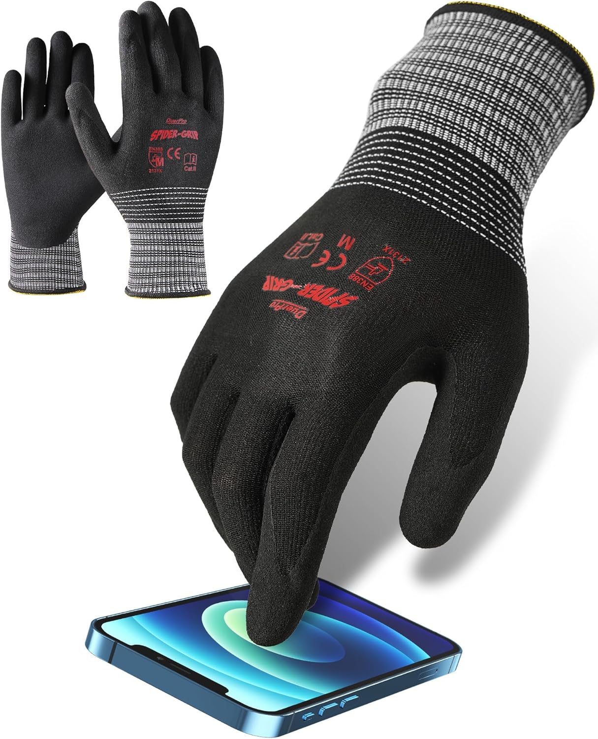 Guantes trabajo recubiertos para smartphone y construccion