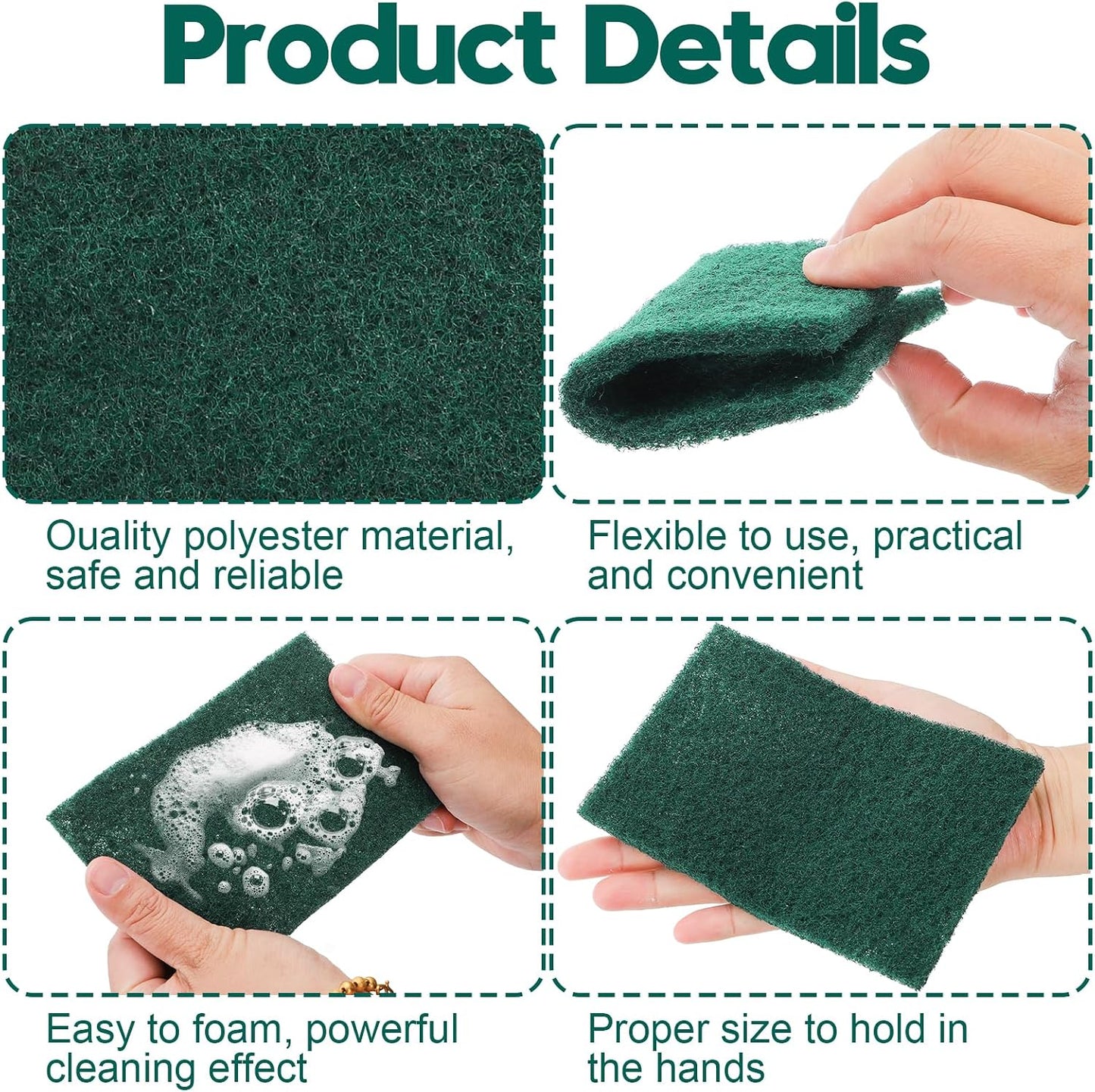 120 Estropajos Resistentes 4x6pulg Reutilizables Verdes Multiusos