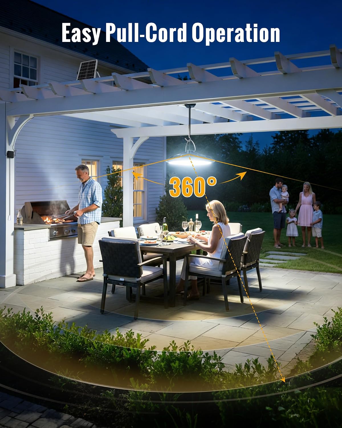 Luz solar colgante 2000lm IP65 para cobertizo garaje