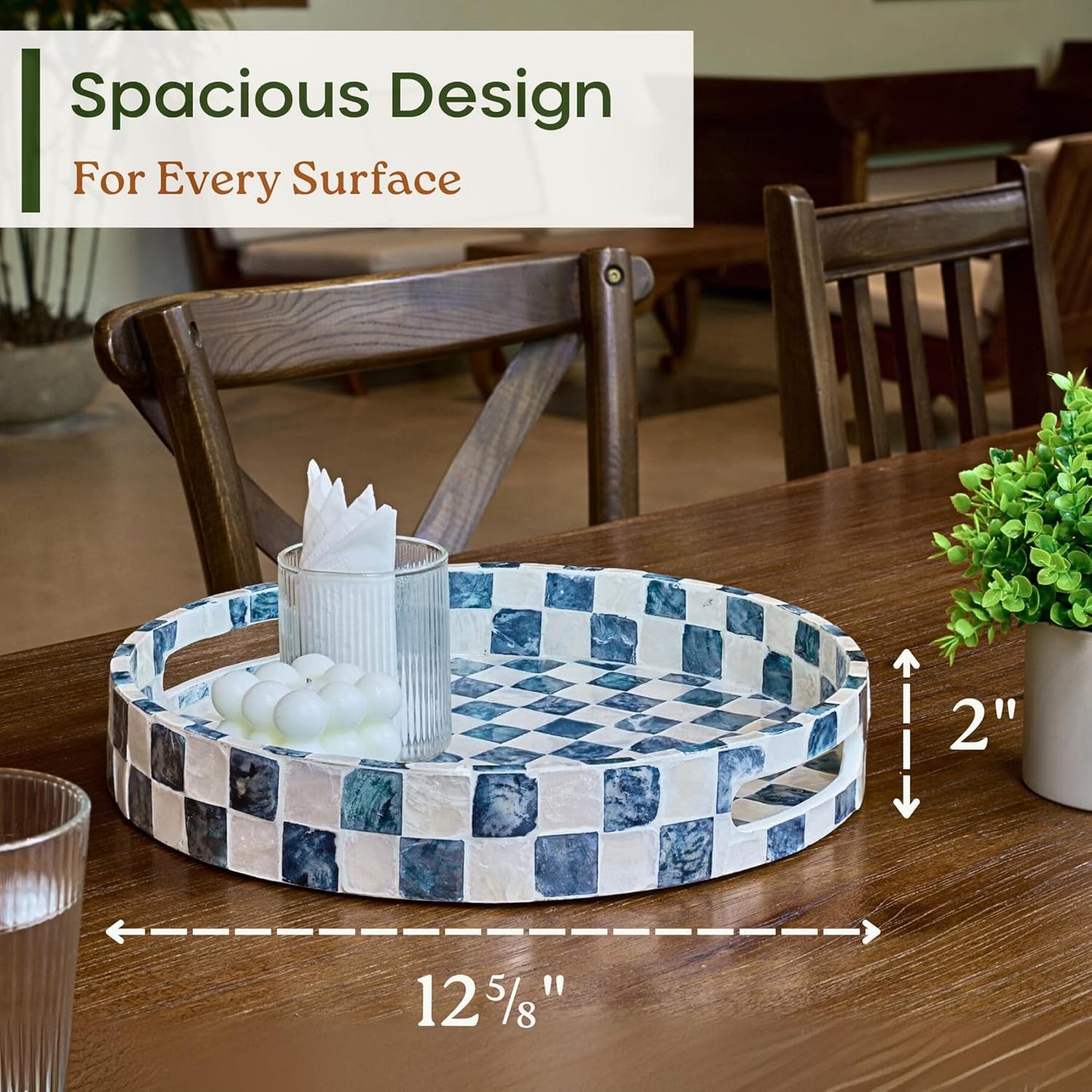 Bandeja decorativa redonda Lazy Susan CHI AN HOME azul marino