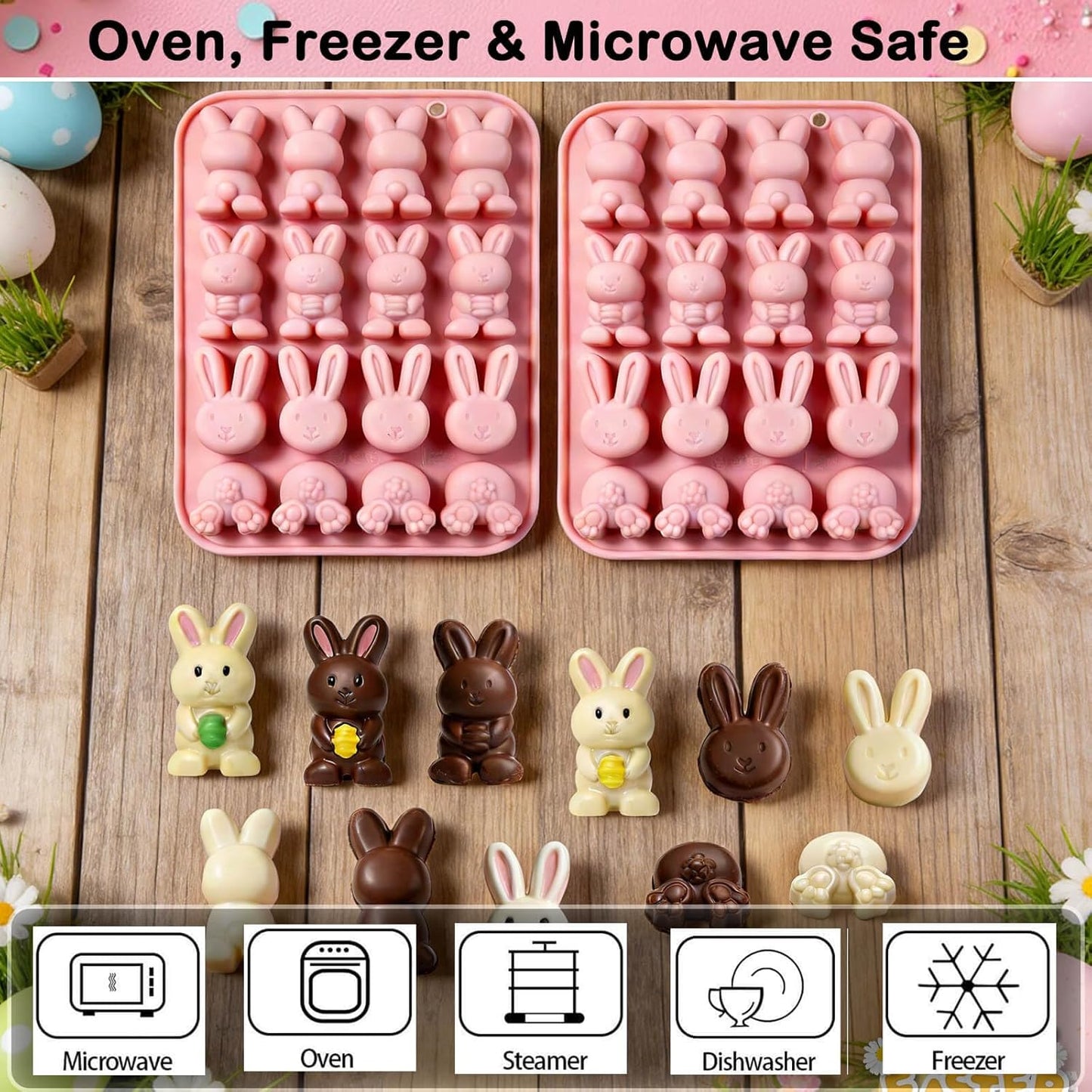 2 Moldes Silicona Conejitos Pascua 32 Cavidades