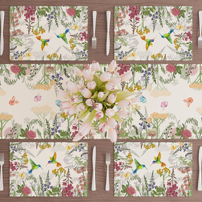 Set 6 manteles primavera margaritas y gatos 12x18pulg