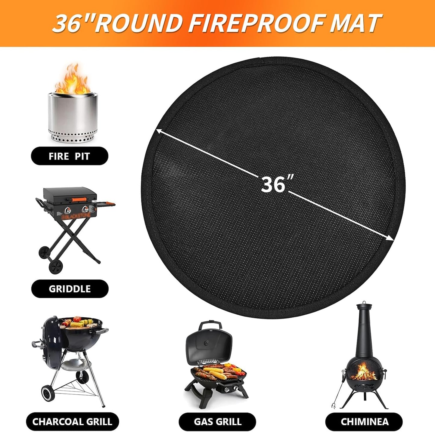 Tapete redondo 36pulg para hoguera Solo Stove ignífugo reutilizable